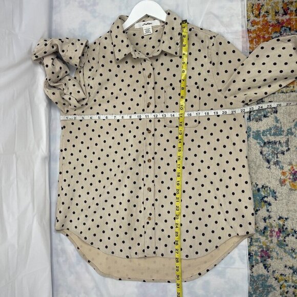 Love Potion Polka Dot Corduroy Long Sleeve Button Up Size Large - Picture 12 of 12